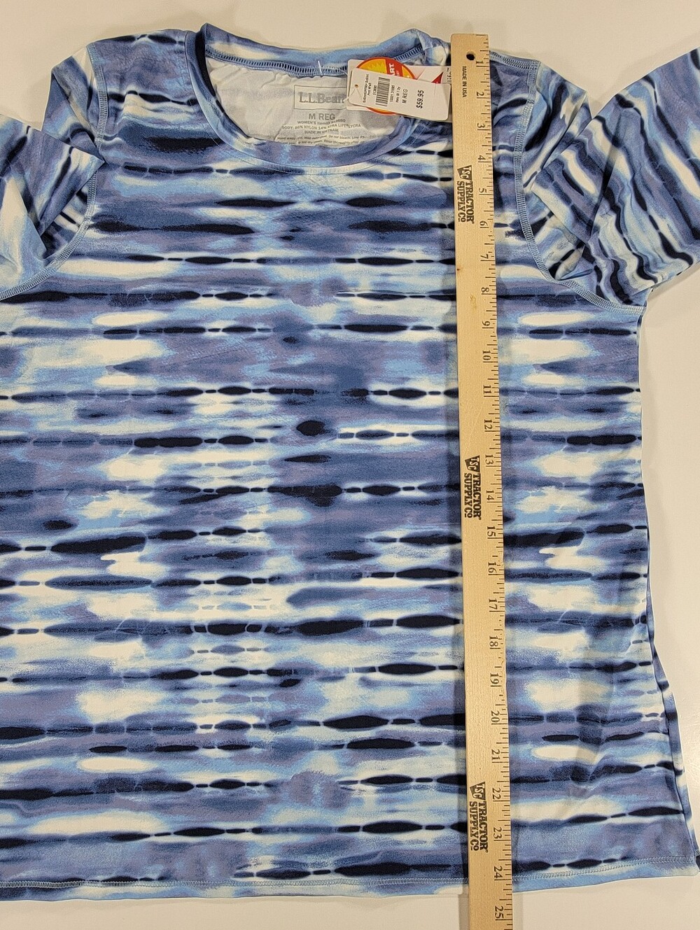 NWT L.L. Bean SunSmart UPF 50+ Performance Womens Medium Blue White Tie Dye NEW - Picture 8 of 10
